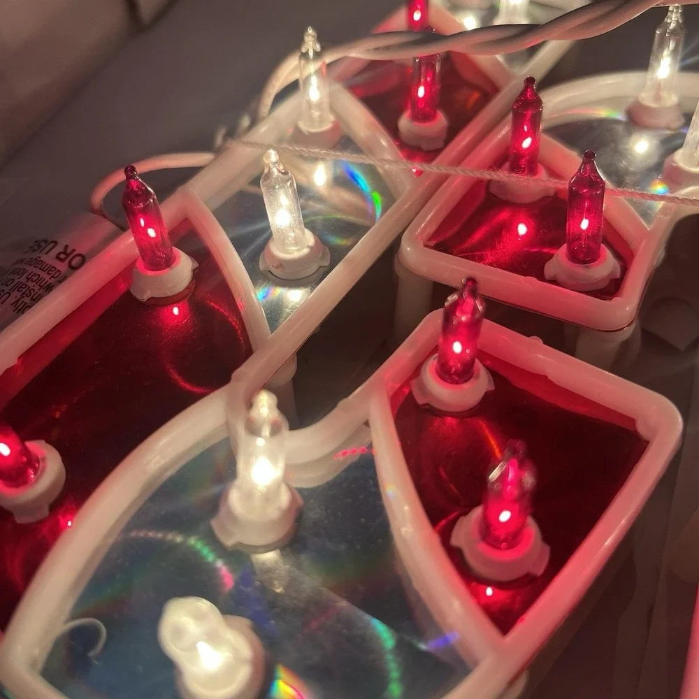 Vintage Holographic String Christmas‎ Candy Cane Lights Large 7